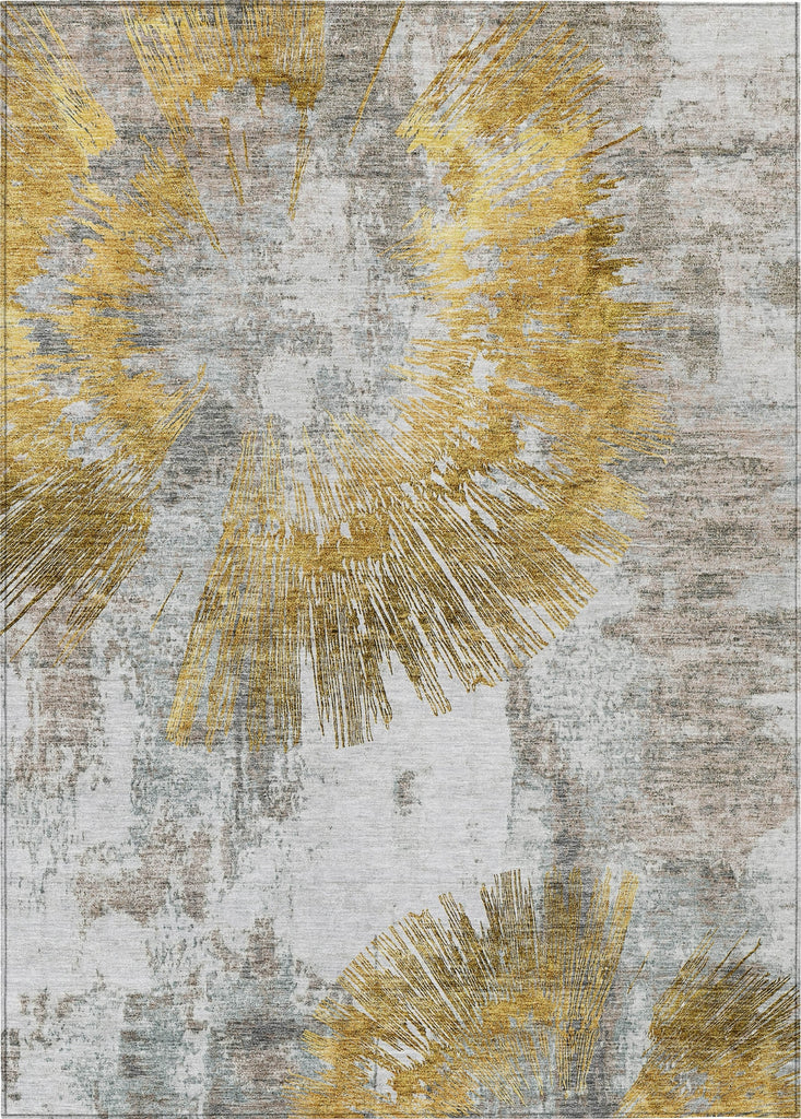Piper Looms Chantille Abstract ACN773 Gold Machine Washable Area Rug main image