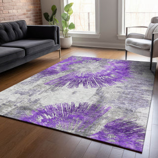Piper Looms Chantille Abstract ACN773 Purple Machine Washable Area Rug Lifestyle Image Feature