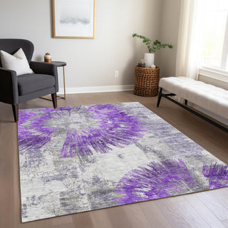 Piper Looms Chantille Abstract ACN773 Purple Machine Washable Area Rug Lifestyle Image Feature