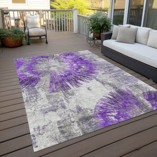 Piper Looms Chantille Abstract ACN773 Purple Machine Washable Area Rug Outdoor Lifestyle Image Feature