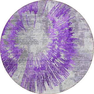Piper Looms Chantille Abstract ACN773 Purple Machine Washable Area Rug Round Main Image