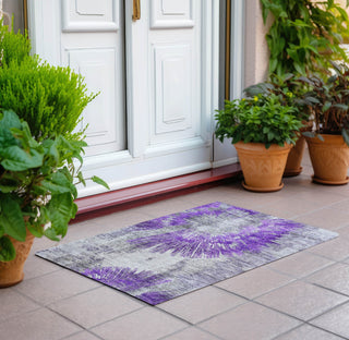 Piper Looms Chantille Abstract ACN773 Purple Machine Washable Area Rug Scatter Outdoor Lifestyle Image Feature