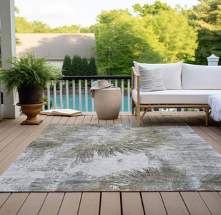 Piper Looms Chantille Abstract ACN773 Taupe Machine Washable Area Rug Outdoor Lifestyle Image Feature