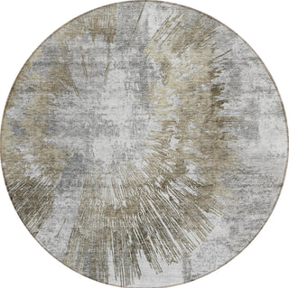 Piper Looms Chantille Abstract ACN773 Taupe Machine Washable Area Rug Round Main Image