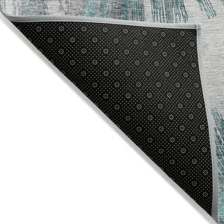 Piper Looms Chantille Abstract ACN773 Teal Machine Washable Area Rug Backing Image
