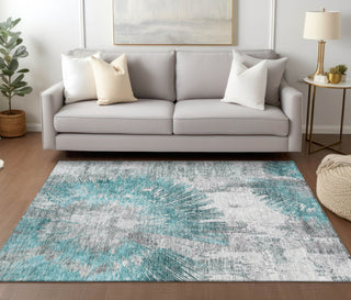 Piper Looms Chantille Abstract ACN773 Teal Machine Washable Area Rug Lifestyle Image Feature