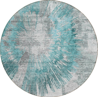 Piper Looms Chantille Abstract ACN773 Teal Machine Washable Area Rug Round Main Image