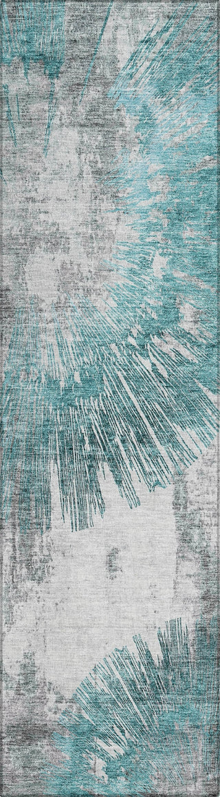 Piper Looms Chantille Abstract ACN773 Teal Machine Washable Area Rug Runner Main Image