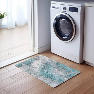 Piper Looms Chantille Abstract ACN773 Teal Machine Washable Area Rug Scatter Lifestyle Image Feature