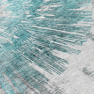 Piper Looms Chantille Abstract ACN773 Teal Machine Washable Area Rug Swatch Image