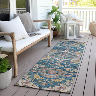 Piper Looms Chantille Oriental ACN774 Blue Machine Washable Area Rug Runner Outdoor Lifestyle Image Feature
