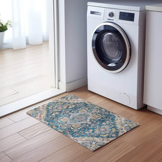 Piper Looms Chantille Oriental ACN774 Blue Machine Washable Area Rug Scatter Lifestyle Image Feature