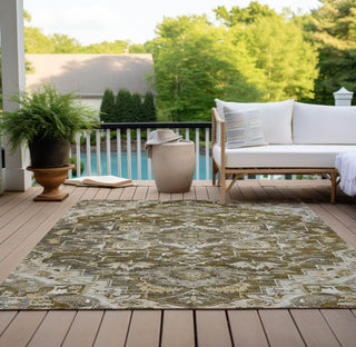 Piper Looms Chantille Oriental ACN774 Brown Machine Washable Area Rug Outdoor Lifestyle Image Feature
