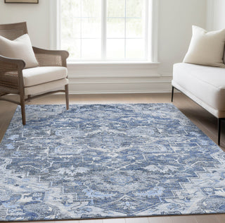 Piper Looms Chantille Oriental ACN774 Denim Machine Washable Area Rug Lifestyle Image Feature