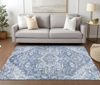 Piper Looms Chantille Oriental ACN774 Denim Machine Washable Area Rug Lifestyle Image Feature