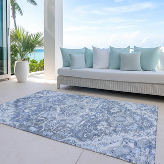 Piper Looms Chantille Oriental ACN774 Denim Machine Washable Area Rug Outdoor Lifestyle Image Feature