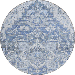Piper Looms Chantille Oriental ACN774 Denim Machine Washable Area Rug Round Main Image