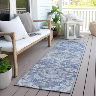 Piper Looms Chantille Oriental ACN774 Denim Machine Washable Area Rug Runner Outdoor Lifestyle Image Feature