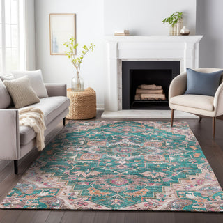 Piper Looms Chantille Oriental ACN774 Emerald Machine Washable Area Rug Lifestyle Image Feature