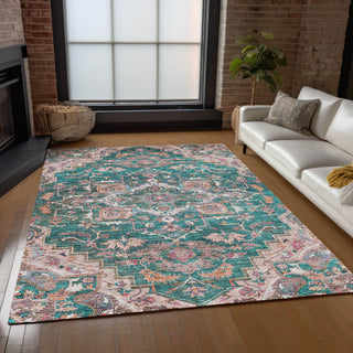 Piper Looms Chantille Oriental ACN774 Emerald Machine Washable Area Rug Lifestyle Image Feature