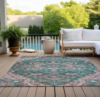 Piper Looms Chantille Oriental ACN774 Emerald Machine Washable Area Rug Outdoor Lifestyle Image Feature