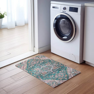 Piper Looms Chantille Oriental ACN774 Emerald Machine Washable Area Rug Scatter Lifestyle Image Feature