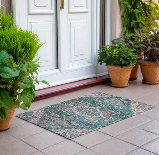 Piper Looms Chantille Oriental ACN774 Emerald Machine Washable Area Rug Scatter Outdoor Lifestyle Image Feature