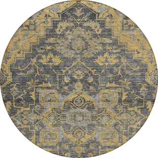Piper Looms Chantille Oriental ACN774 Gray Machine Washable Area Rug Round Main Image