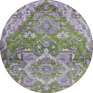 Piper Looms Chantille Oriental ACN774 Olive Machine Washable Area Rug Round Main Image
