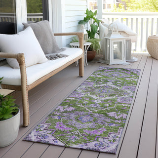 Piper Looms Chantille Oriental ACN774 Olive Machine Washable Area Rug Runner Outdoor Lifestyle Image Feature