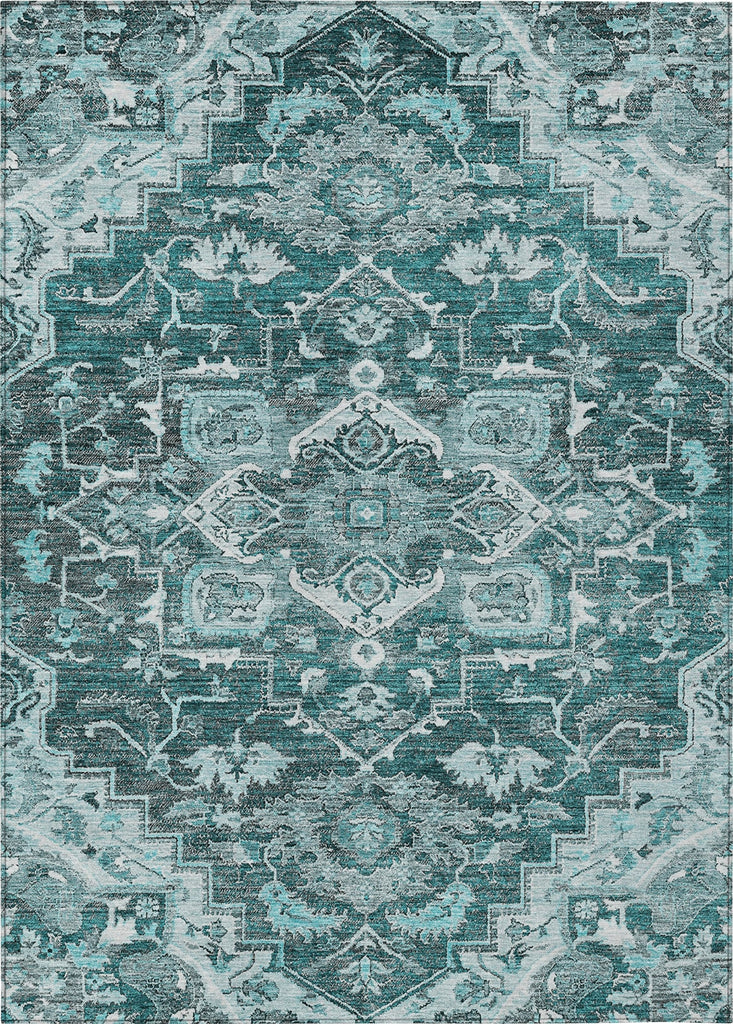 Piper Looms Chantille Oriental ACN774 Teal Machine Washable Area Rug main image
