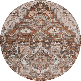 Piper Looms Chantille Oriental ACN774 Terracotta Machine Washable Area Rug Round Main Image