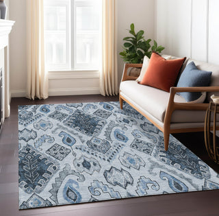 Piper Looms Chantille Moroccan ACN775 Blue Machine Washable Area Rug Lifestyle Image Feature