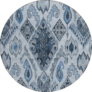 Piper Looms Chantille Moroccan ACN775 Blue Machine Washable Area Rug Round Main Image