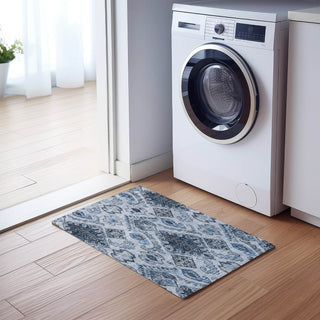 Piper Looms Chantille Moroccan ACN775 Blue Machine Washable Area Rug Scatter Lifestyle Image Feature