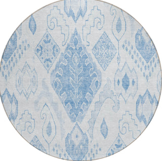 Piper Looms Chantille Moroccan ACN776 Blue Machine Washable Area Rug Round Main Image