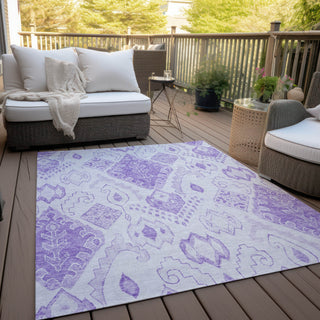 Piper Looms Chantille Moroccan ACN776 Purple Machine Washable Area Rug Outdoor Lifestyle Image Feature