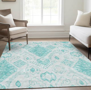 Piper Looms Chantille Moroccan ACN776 Teal Machine Washable Area Rug Lifestyle Image Feature