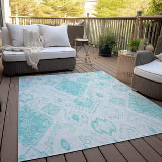 Piper Looms Chantille Moroccan ACN776 Teal Machine Washable Area Rug Outdoor Lifestyle Image Feature