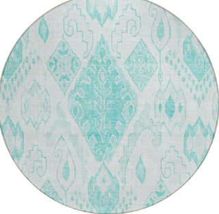 Piper Looms Chantille Moroccan ACN776 Teal Machine Washable Area Rug Round Main Image