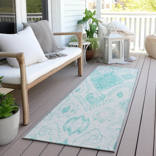 Piper Looms Chantille Moroccan ACN776 Teal Machine Washable Area Rug Runner Outdoor Lifestyle Image Feature