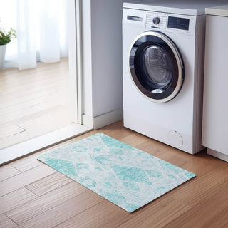 Piper Looms Chantille Moroccan ACN776 Teal Machine Washable Area Rug Scatter Lifestyle Image Feature