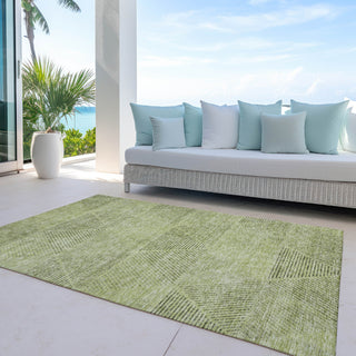 Piper Looms Chantille Geometric ACN777 Aloe Machine Washable Area Rug Outdoor Lifestyle Image Feature
