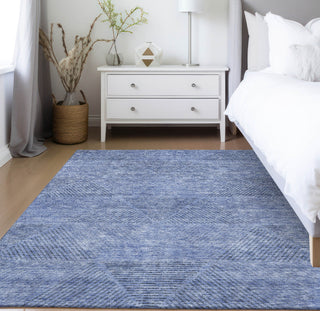 Piper Looms Chantille Geometric ACN777 Blue Machine Washable Area Rug Lifestyle Image Feature