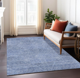 Piper Looms Chantille Geometric ACN777 Blue Machine Washable Area Rug Lifestyle Image Feature
