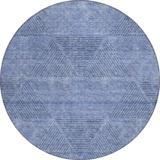 Piper Looms Chantille Geometric ACN777 Blue Machine Washable Area Rug Round Main Image