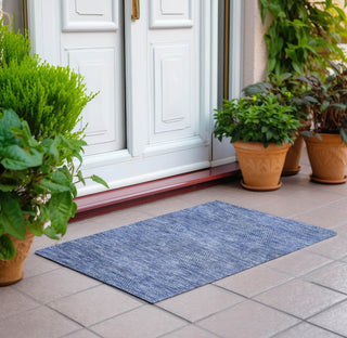 Piper Looms Chantille Geometric ACN777 Blue Machine Washable Area Rug Scatter Outdoor Lifestyle Image Feature