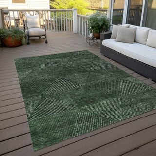 Piper Looms Chantille Geometric ACN777 Fern Machine Washable Area Rug Outdoor Lifestyle Image Feature