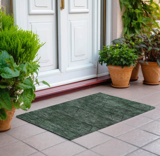 Piper Looms Chantille Geometric ACN777 Fern Machine Washable Area Rug Scatter Outdoor Lifestyle Image Feature