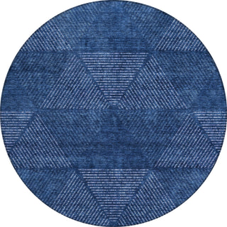 Piper Looms Chantille Geometric ACN777 Navy Machine Washable Area Rug Round Main Image
